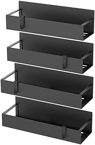 HuggieGems Metal Magnetic Spice Rack for Refrigerator with Hooks Matt Black - Image 5