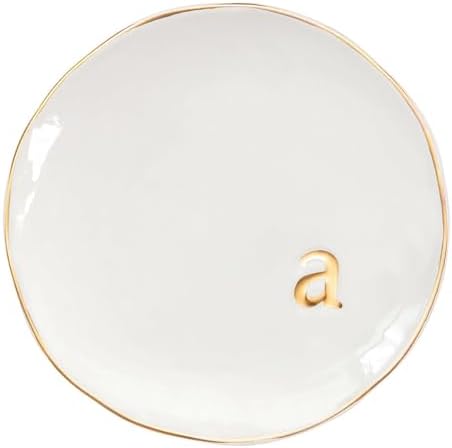 COLLECTIVE HOME - Ceramic Jewelry Tray, Decorative Trinket Dish for Rings Earrings Necklaces Bracelet Watch Keys, Birthday Mother's Day Christmas Gift for Women, 4.75", Glossy (a) by COLLECTIVEHOME