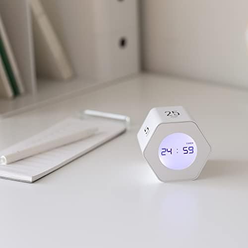 mooas Multi-Hexagon Clock Timer, Cube, Backlight, Countup/Down (White) - Image 6