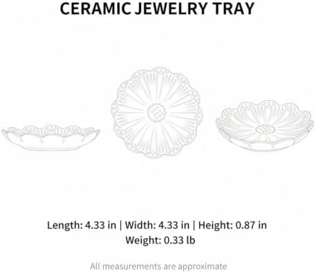 Petal Shaped Ceramic Jewelry Tray, Small Decorative Dish for Rings Earrings, Vanity Organizer for Nightstand Desk Bathroom (1 Piece) - Image 7