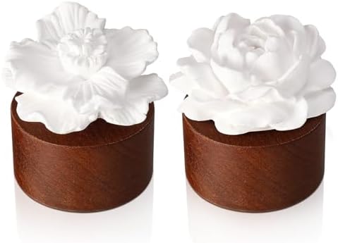 2 Pcs Ceramic Flower Diffuser Passive Essential Oil for Room by Acellegic