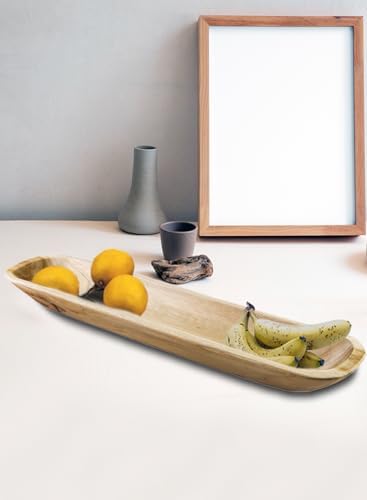 Serene Spaces Living Rectangular Natural Wood Tray – Elegant Centerpiece & Versatile Organizer for Home, Office, Event Decor, 24" Long & 5.5" Wide - Image 3