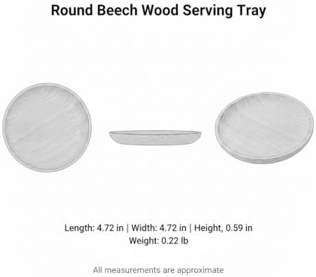 Small Round Beech Wood Tray for Coffee, Snacks, and Desk Organization - Compact Wooden Serving Platter for Nightstand or Entryway - Image 7