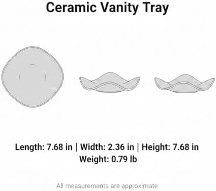 Ceramic Vanity Tray, Irregular Catchall Bowl for Jewelry and Keys, Modern Decorative Accent for Nightstand or Desktop, 7.7 x 7.7 Inches (1 PC) - Image 7
