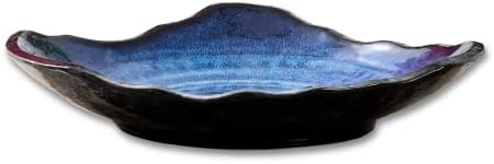 Large Ceramic Decorative Bowl, Blue Reactive Glaze, 12" Dish by VOMANA