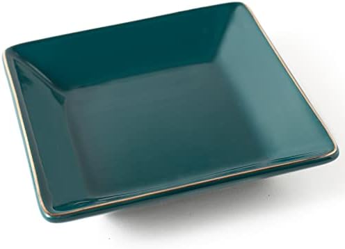 HANKOR Ceramic Jewelry Dish Tray, Decorative Trinket Tray Holder for Ring Earring Key, Gift for Women Girls, 4.7inch, Green by HANKOR