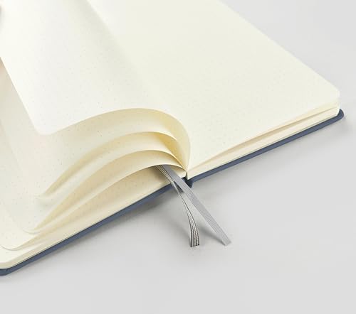 &And Per Se Dotted Journal Notebook, A5 Hardcover Leather Dotted Journal, 160 Pages 100gsm Thick Dot Grid Paper, 3 Sheets of Stickers Included - 5.7'' x 8'' (Dark Blue) - Image 4