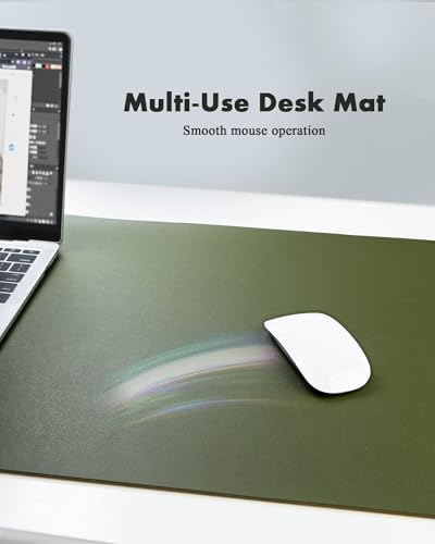 YSAGi Double-Sided Desk Pad, 31.5"x15.7"Leather Desk Mat, Eco Cork Desk Pad Protector,Large Mouse Pad,Waterproof Desk Blotter for Office/Home(Olive Green) - Image 5