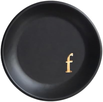 COLLECTIVE HOME - Ceramic Jewelry Tray, Decorative Trinket Dish for Rings Earrings Necklaces Bracelet Watch Keys, Birthday Mother's Day Christmas Gift for Women, 4.75", Black Surface (f) by COLLECTIVEHOME