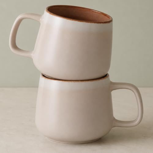 Ava Nord Large Stoneware Ceramic Coffee Mugs Set of 2 | 20 oz | Rose Sand by AvaNord