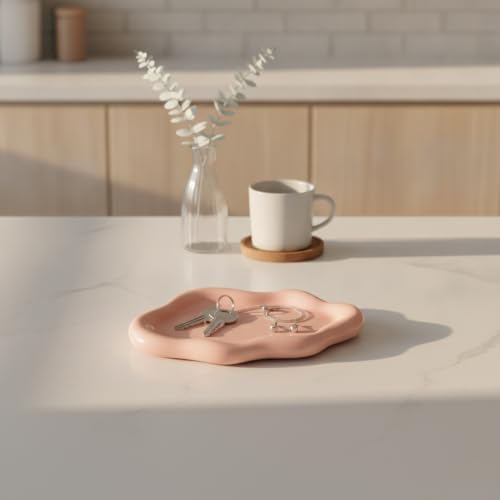Home Organizers & Minimalists: Ceramic Cloud Catchall Tray for Keys, Jewelry, and Coins – Decorative Entryway or Dresser Dish, Approx. 7.1-7.4 in Diameter (1 Piece) - Image 2