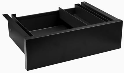 Desky Minimal Under Desk Drawer – Slim Pull-Out Metal Storage Organizer for Sit-Stand Desks, Smooth Glide, Space-Saving Design, Easy Mount, Black & Black Frame by Desky
