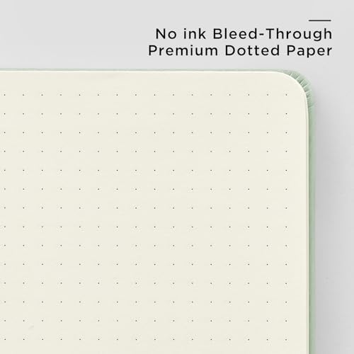 &And Per Se Dotted Journal Notebook, A5 Hardcover Leather Dotted Journal, 160 Pages 100gsm Thick Dot Grid Paper, 3 Sheets of Stickers Included - 5.7'' x 8'' (Light Green) - Image 5