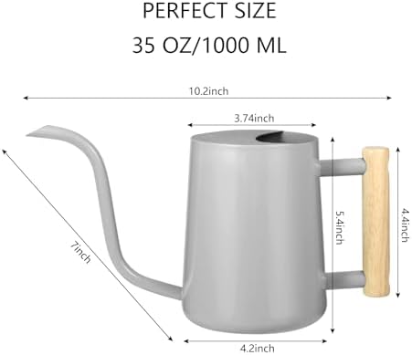 Watering Can Indoor Plants, 35oz Small Indoor Stainless Steel Metal Watering Can Modern Decorative Watering Pot with Long Spout for Indoor House Plant Bonsai Garden Flowers (Gray) - Image 7