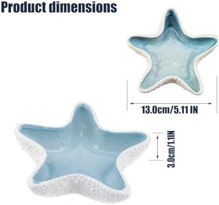 Ceramic Shell Jewelry Dish - Ocean-Themed Ring Earring Holder, Coastal Decor Trinket Tray for Necklaces Bracelets Keys, Beach Room Decor Gift (starfish) - Image 2
