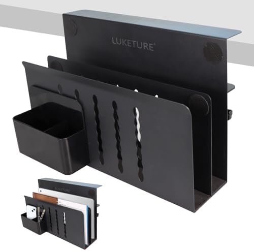 LUKETURE Desk Side Storage, 2 Tie Laptop Holder No Drill Clamp On Organizer by LUKETURE