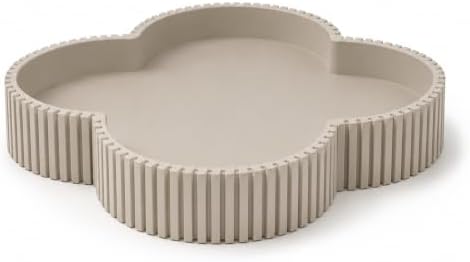 Ceramic-Look Clover Decorative Tray, Vanity Tray for Perfume, Jewelry, Candles and Bathroom Countertop, Modern Ribbed Catchall Tray for Coffee Table Décor by Unknown
