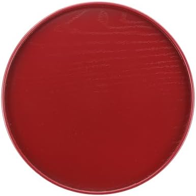 Wooden Serving Tray Round Wood Serving Tray Decorative Platter, 10.6 Inch Fit for Home Decor Kitchen Coffee Table Candle Holder, (Red) by YELARXI