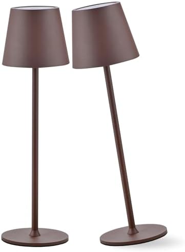 2 Pack Cordless Table Lamp,Portable LED Desk Lamp, 6000mAh Battery Operated, 3 Color Stepless Dimming Up, for Restaurant/Bedroom/Bars/Outdoor Party/Camping/Coffee Shop Night Light by Zoeger