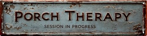 Metal Porch Therapy Sign 4x16 In Vintage Metal Wall Art Plaque for Home Decor Bathroom Kitchen and Gothic Style Wall Decorations by LMDDFZS