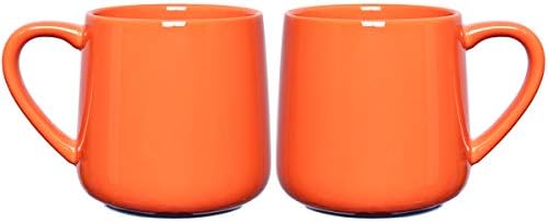 Bosmarlin Glossy Ceramic Coffee Mugs Set of 2, Tea Cup for Office and Home, 18 oz, Suitable for Dishwasher and Microwave(Orange, 2) by Bosmarlin