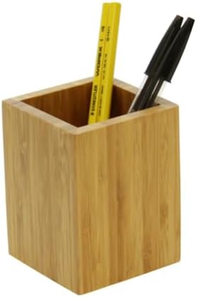 Lurrose 2pcs Bamboo Wood Stackable Storage Bins Organizer for Office Desk Accessories Pen Holder Stationery Organizer - Image 4