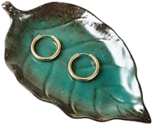 Ceramic Leaf Jewelry Dish,5.9in Jewelry Tray,Ring Holder Dish(Blue) by Unknown