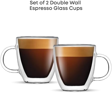 JoyJolt Savor Double Wall Insulated Glasses Espresso Mugs (Set of 2) - 5.4-Ounces - Image 4