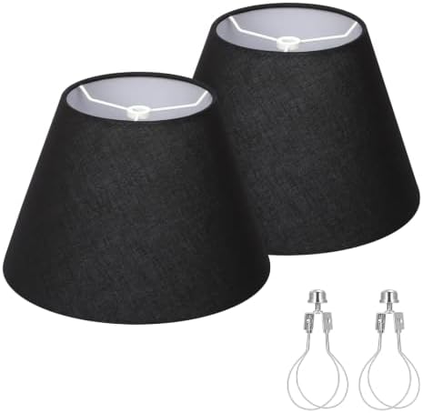 Black Lamp Shades Set of 2, Small 5.5" Top x 10" Bottom x 6.6" High by Seasidevillage