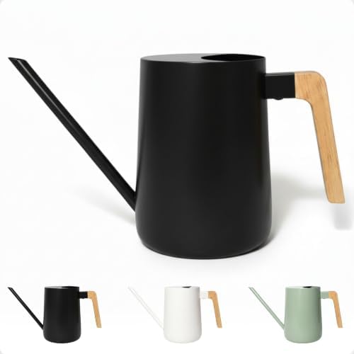 Metal Small Indoor Watering Can with Long Spout & Real Wood Handle, 35oz by HBDesignCo