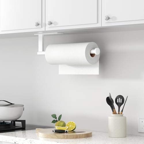 Paper Towel Holder Under Cabinet, Self-Adhesive or Drilling, White - Image 7