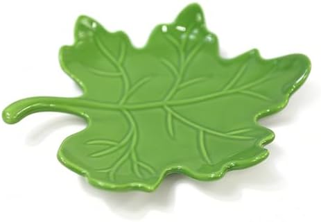 Jewelry Dish Tray, Ring Holder, Ceramic Trinket Tray, Key Bowl, Decorative Leaf Plate, for Sister Daughter Mother,Room Decor Aesthetic -Green A by SYNWISH
