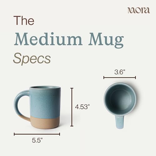 MORA Medium Mugs Set of 4, 16oz Ceramic Pottery Latte Mugs/Coffee Cups - Microwave and Dishwasher Safe - Iris - Image 2
