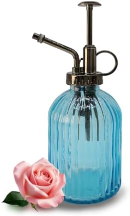 Glass Plant Mister Spray Bottle, 350ML Vintage Plant Spritzer with Top Pump Watering Can for Indoor Outdoor House Plants,Flowers (Blue) by VKSG