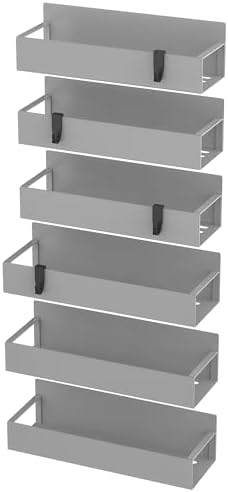 HuggieGems Metal Magnetic Spice Rack for Refrigerator Gray, 6 Pack - Image 6