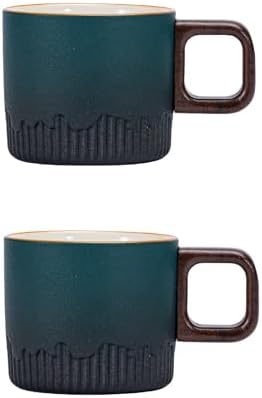 Zurucily Espresso Cups Set of 2, 2 oz Ceramic Espresso Cups, Demitasse Cups for Tea or Coffee (Dark Green) by zurucily