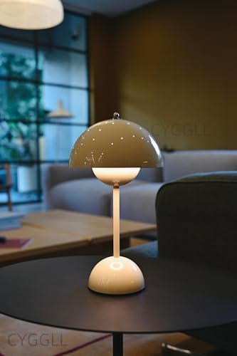 Flower Bud Lamp, Cordless Rechargeable Mushroom Table Lamp, Cream Grey - Image 2
