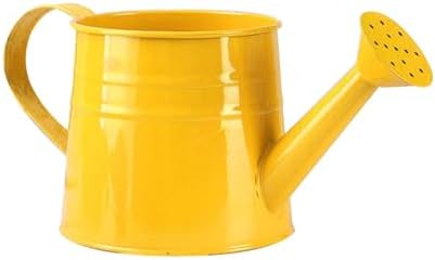Watering Can Outdoor, 0.25 Gallon Metal Small Capacity Watering Can Indoor Plants with Sprinkler Head,Decorative Lightweight Durable Watering Cans for Garden Lawn Bonsai Greenhouse (Yellow) by Unknown