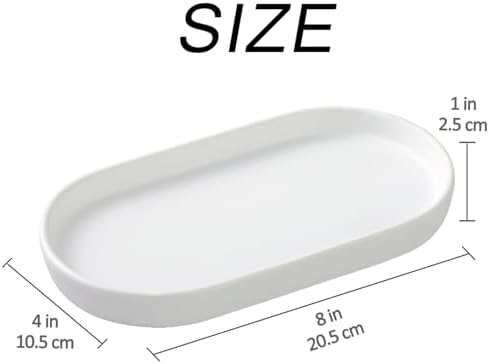 White Round Soap Dispenser Tray - 8'' Ceramic Vanity Tray for Bathroom Decorative, Jewelry Ring Dish, Comestic Holder, Kitchen Sink Countertop Organizer Plate - Image 3