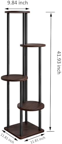 AZERPIAN Plant Stand Indoor Tall Corner Tiered Shelf 5 Tier Metal MDF Board - Image 4