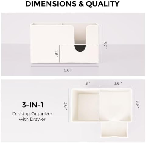 SKYDUE Small Desk Organizer with Sticky Notes Holder,Pen Holder for Desk - Image 5