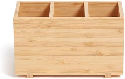 Zen Desktop Organizer, 7" x 3.5" x 4.2", Bamboo, Made of Natural Materials - Image 3