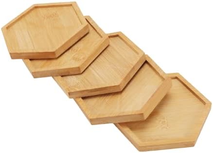 HOIGON 30 Pack Bamboo Coasters, 4 Inch Natural Wooden Coasters, Hexagonal Bamboo Tray Saucer Set for Drinks, Crafts, Succulents - Image 4