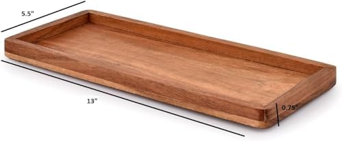 NIRMAN Acacia Wood Rectangular Wooden Platters for Home Decor, Food, Vegetables, Fruit, Charcuterie, Appetizer Serving Tray (13" x 5.5" x 0.75") (Set of 3) - Image 6