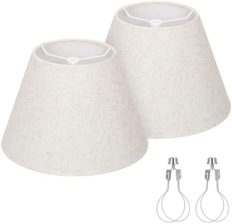 Small Lamp Shades Set of 2, 5.5" Top x 10" Bottom x 6.6" High, Beige by Seasidevillage