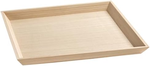 Hammont Wooden Serving Trays Set of 4, 14x14x1.25 Inches Natural Wood Serving Tray for Home Decor, Decorative Wooden Trays for Coffee Table, Ottoman, Kitchen Counter, Dining Table & Organization by Hammont