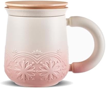 ZENS Tea Mug with Infuser and Lid for Loose Tea Diffusers, 12oz Pink by ZENSLIFESTYLE