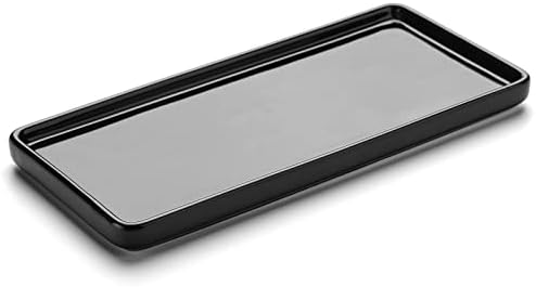 Gurygo 8" Bathroom Trays, Ceramic Vanity Trays for Bathroom, Small Ceramic Tray, Kitchen Soap Tray for Kitchen Counter (Black, 8",Set/1) by FocusonHomeKitchen