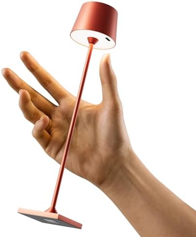 Timjorman Compact Cordless Table Lamp, Rechargeable LED Night Light, Dual Light Source (RGB Top & Warm Bottom), Touch Control & Timer, Metal Lamp for Bedroom & Kids Room (Red 1-Pack) by Timjorman