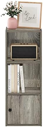 Furinno LUDER Book Shelf, 3-Tier Modern Bookshelf, Bookcase with 1 Door Storage Cabinet, 9.3 x 12 x 31.5, for Organization and Storage, for Living Room, Bedroom, Home Office, French Oak - Image 6